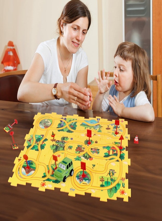 YOOYID Plastic Dinosaur Puzzles for Kids with A Cute Car, Montessori Toys for 3 4 5 6 Year Old Boys, Race Tracks for Kids 3-5, Toddler Puzzle Track Play Set, Gifts for 3 4 5 6 Year Old Boys Toys - Image 3